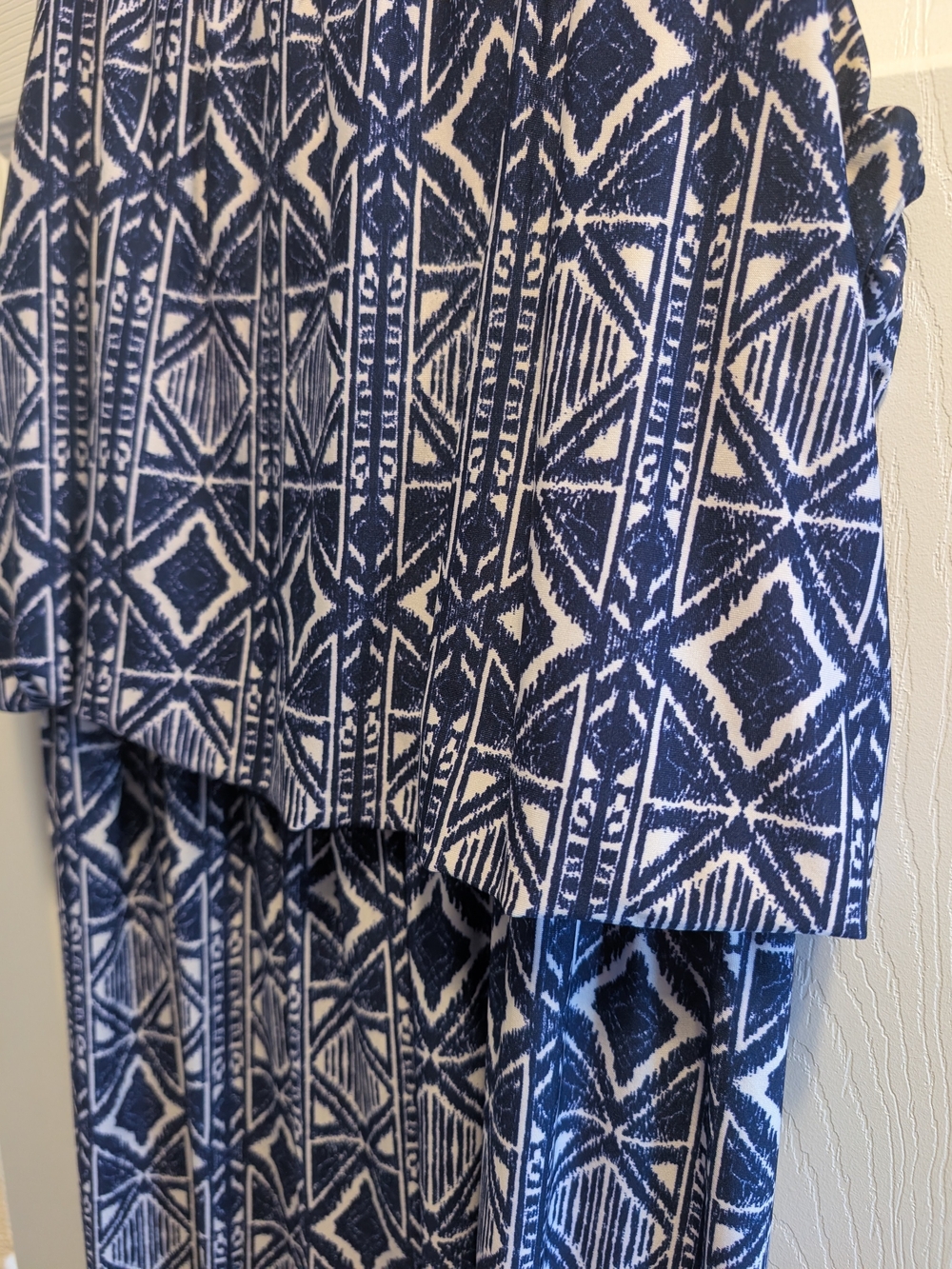 Blue Boho Geometric Maxi Dress with Pink Border - Women - Picture 3 of 5
